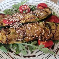 Stuffed zucchini with rice at Tipico in Rovinj