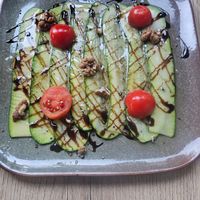 Zucchini carpaccio (little bland) at Tipico in Rovinj