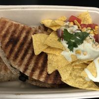 Vegan quesadillas filled with chili sin carne at Soepp in Alkmaar