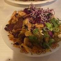 Vegan Indonesian peanut dish: very good. It’s made with kipstuckjes and contains a lot of it (and only a small amount of rice)  at Soepp in Alkmaar