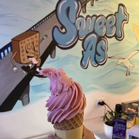 Small real fruit (strawberry) ice creamm  at Sweet As Waffle Hut in Christchurch