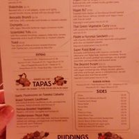 Vegan menu at The Cosy Club in Salisbury