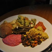 This is actually a shot from the Bern location,  however we found many of the same items at Lucerne as we did in Bern.  Price is based on weight.  Bread is free and not calculated into the weight of the food. at Tibits - Pop-up in Luzern