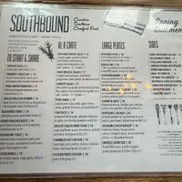 Menu at Southbound in Chamblee