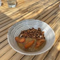 Chia pudding with compote and granola   at Karma Kafé in Erquy
