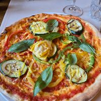 Vegan pizza at Restaurant Stäket in Lund