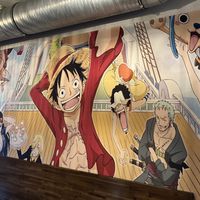 Murals of one piece inside  at Muntay - Vegan Asian Kitchen in Hamburg
