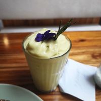 Avocado vanilla smoothie at Bahji 93 in Bogota