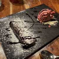 Vegan brownie and sorbet  at The Office in Chamonix