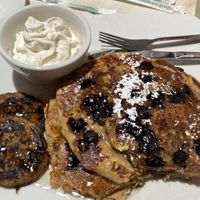 Oat milk protein pancakes and veggie sausage- SO. GOOD    at Silver Diner in Cherry Hill