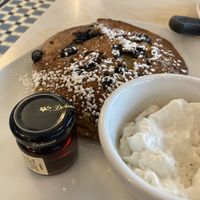 Blueberry oat pancakes   at Silver Diner in Fairfax