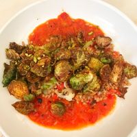 The brussel sprout + tomato-y sauce are such a delicious combo!! A must-have at Silver Diner in Fairfax