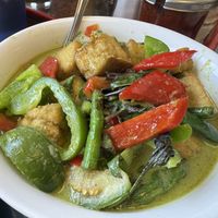 Green curry w fried tofu  at Sang Dao Restaurant in San Diego