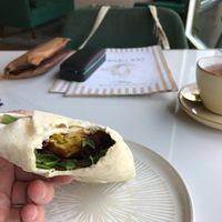 Onion barge wrap made vegan at Babyccino Coffee & Kitchen  in Tonbridge