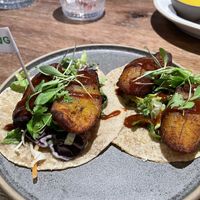 Vegan plantain tacos  at Wahaca Paddington in London