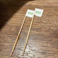 Flags that came in food to identify vegan  at Wahaca Paddington in London