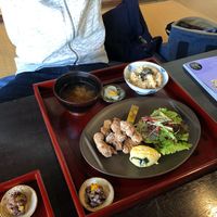 Fried soy meat set meal at Vegetable Cafe Sorafune in Kamakura