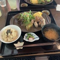 Fried tofu set & homemade yuzu juice (lemonade) at Vegetable Cafe Sorafune in Kamakura