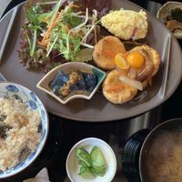日替わり定食の豆腐の揚げ物 at Vegetable Cafe Sorafune in Kamakura
