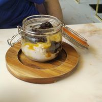 Brownie, banana, vanilla ice cream at Heavenly Desserts Hull  in Hull
