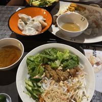 vegan bbq pork noodles & specialty bbq pork & patty with rice!   at Moon Chay Vegetarian in Singapore
