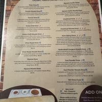 Menu  at Dosa Den in Brampton