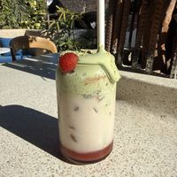 Strawberry matcha w oat mylk   at Uma Blu Coffee & Brunch in Kuta