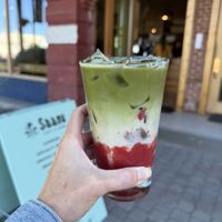 Strawberry matcha 🤤  at Saanu Café & Sauna in Joseph