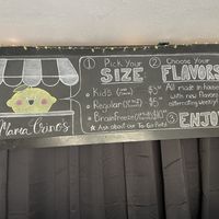 Sizes and prices  at Mama Crino's Italian Ice in Brookings