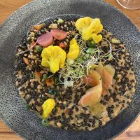 Lentil curry with pickles and sprouts   at Restaurant Barvírna in Cesky Krumlov