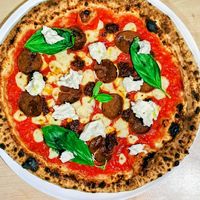 Vegan Salami & Nduja with Vegan Stracciatella at Heima Pizza in Meols