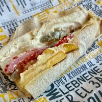 Hummus fries sandwich  at Malak Al Tawouk - Business Bay ملك الطاووق in Dubai