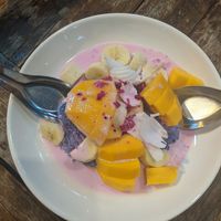 Mango and banana sticky rice at May Kaidee Chiang Mai in Chiang Mai