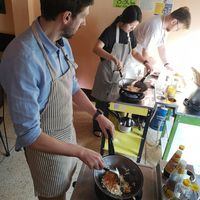 From the cookery class - action shot! at May Kaidee Chiang Mai in Chiang Mai