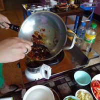 making curry paste from cooking course at May Kaidee Chiang Mai in Chiang Mai