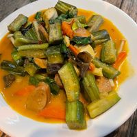 egg plant with vegan sausage at May Kaidee Chiang Mai in Chiang Mai