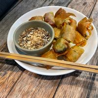 awesome spring rolls and dipping sauce at May Kaidee Chiang Mai in Chiang Mai