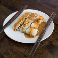 Spring rolls peanuts sauce at May Kaidee Chiang Mai in Chiang Mai