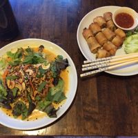Banana Flower Salad and vegan springrolls👍 at May Kaidee Chiang Mai in Chiang Mai