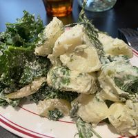 Kale Caesar salad & potato salad. The kale Caesar salad is pretty much kale in vegan ranch and parmesan. No croutons or vegan chicken, which was a bit of a let-down, but stilTatum  at Smith & Deli CBD in Melbourne