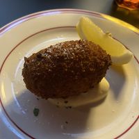 Croquetta- $7 each. Beautiful, especially with the lemon juice. Super crispy on the outside and velvety soft in the middle.   at Smith & Deli CBD in Melbourne
