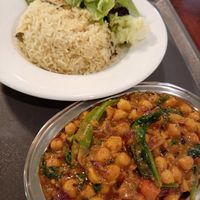 Chick pea and spinach curry at The Green Plate Inc in London