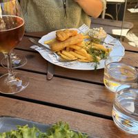Vegan fish and chips  at Sandhamns Värdshus in Sandhamn