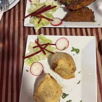 Onion bhaji, vegetable samosa  at Indian Night's in Albufeira