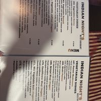 Menu  at Indian Night's in Albufeira