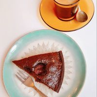 Raspberry cake and coffee at Cafe Valentin in Berlin