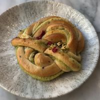 Pistachio bun  at Fazer Café Annankatu in Helsinki