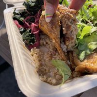 Brown rice under the tempeh - Healing Plate   at French Meadow Bakery & Cafe in St Paul