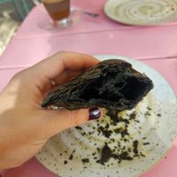 Vegan carbon croissants at Nerea Bakery in Barcelona