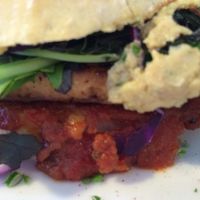 Vegan tofu burger at Pranah Cafe in Wellington